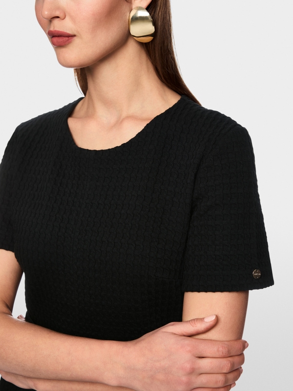 Knee-length waffle piqué dress