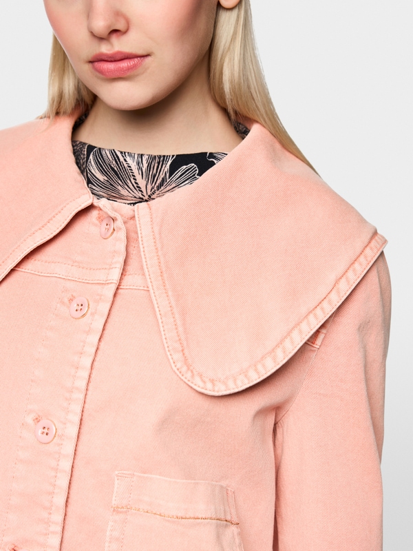 Denim jacket with oversized collar