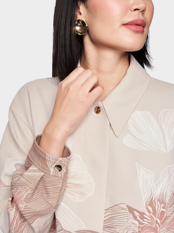 Jacket with print and shirt collar