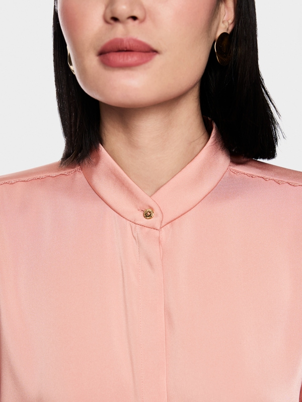 Blouse with lace and stand-up collar