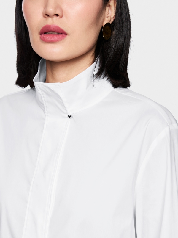 Blouse shirt with stand-up collar