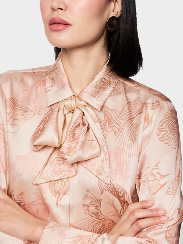 Silk blend bow blouse