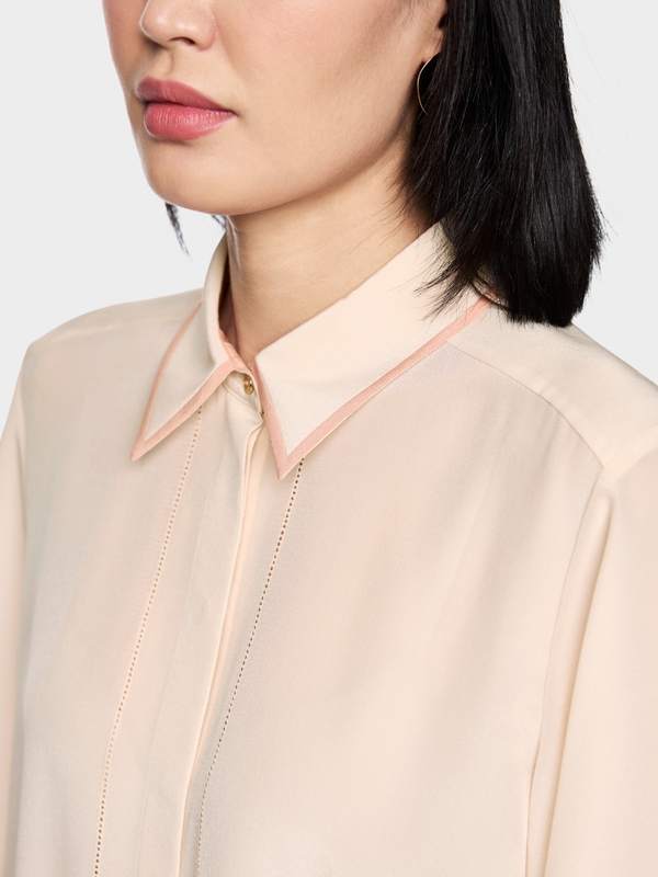 Blouse à col chemise en pure soie