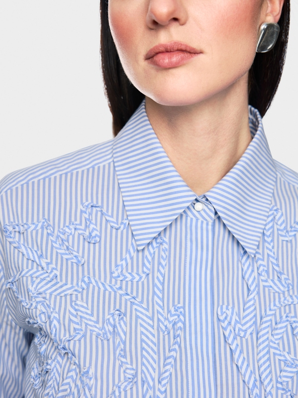 Striped blouse with floral details