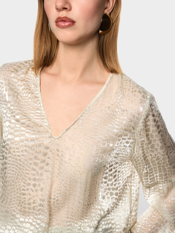 Dévoré satin blouse with leopard pattern
