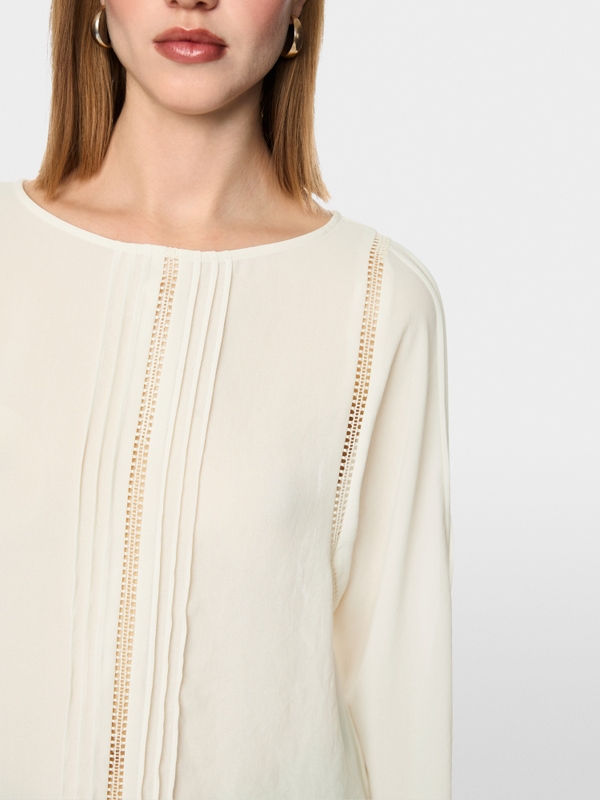 Blouse with lace and pintucks