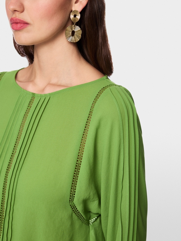 Blouse with lace and pintucks