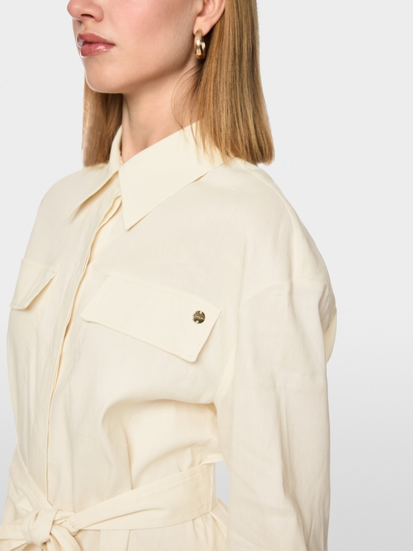 Linen-viscose blend safari blouse