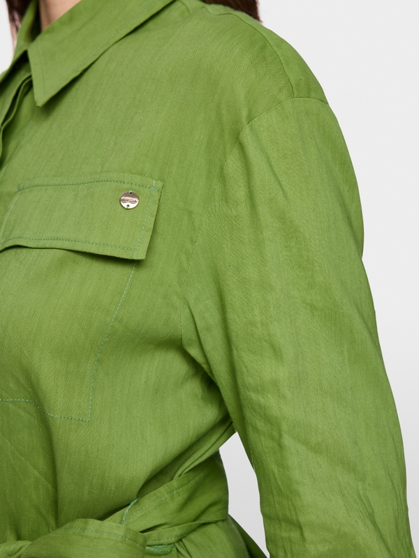 Linen-viscose blend safari blouse