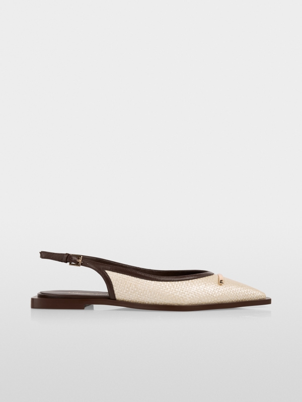 Slingback raffia mix ballerinas
