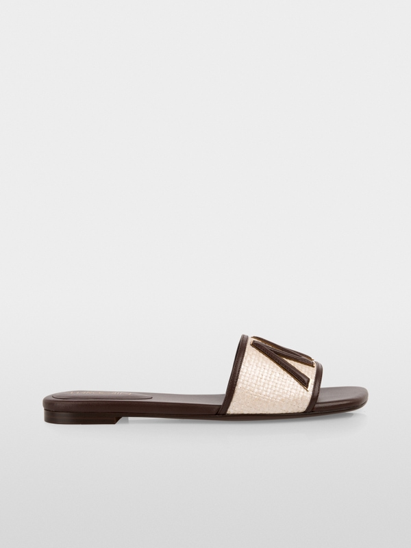 Flat raffia mix sandals