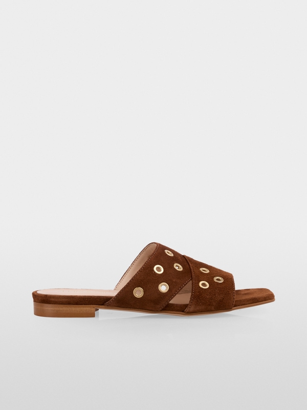 Suede cross-strap sandals
