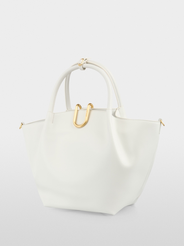 Shopper bag with handles in recycled leather