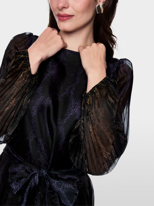 Robe à imprimé serpent et manches plissées