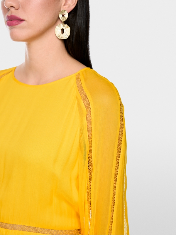 Crinkled viscose midi dress