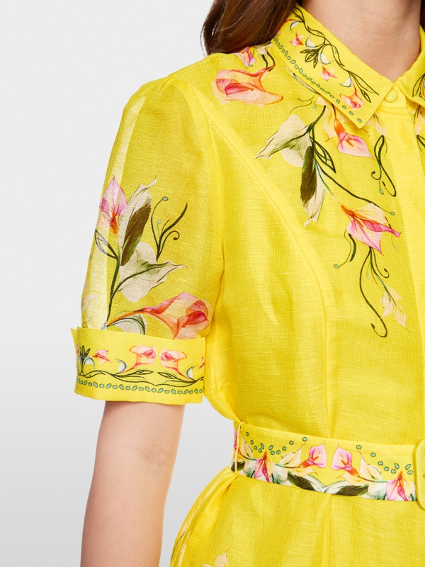 Linen-silk blend mini dress