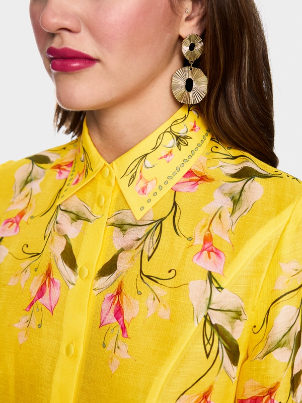 Linen-silk blouse with calla print