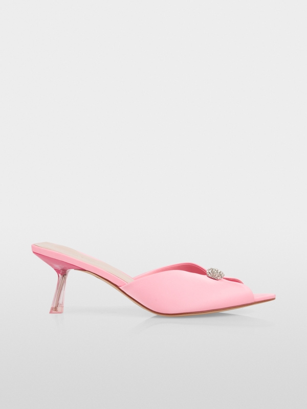 Satin mules with crystals