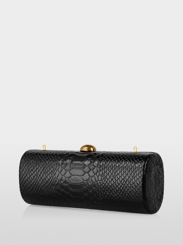 Leather clutch in snake look