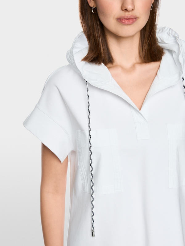 Shirt dress with hood