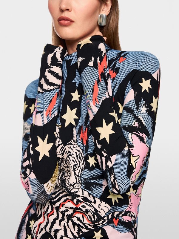 T-shirt à manches longues avec imprimé bande dessinée