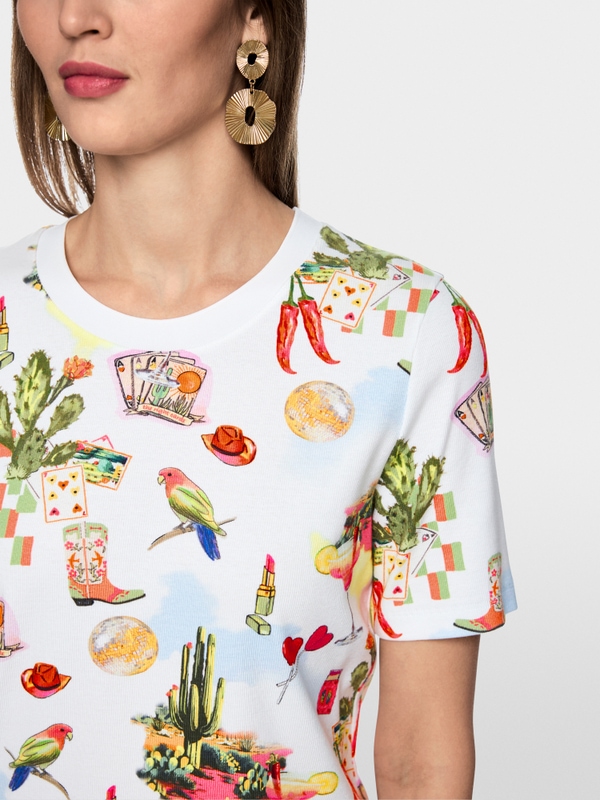 Round neck T-shirt with all-over print