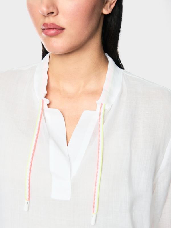 Long-sleeved blouse in ramie