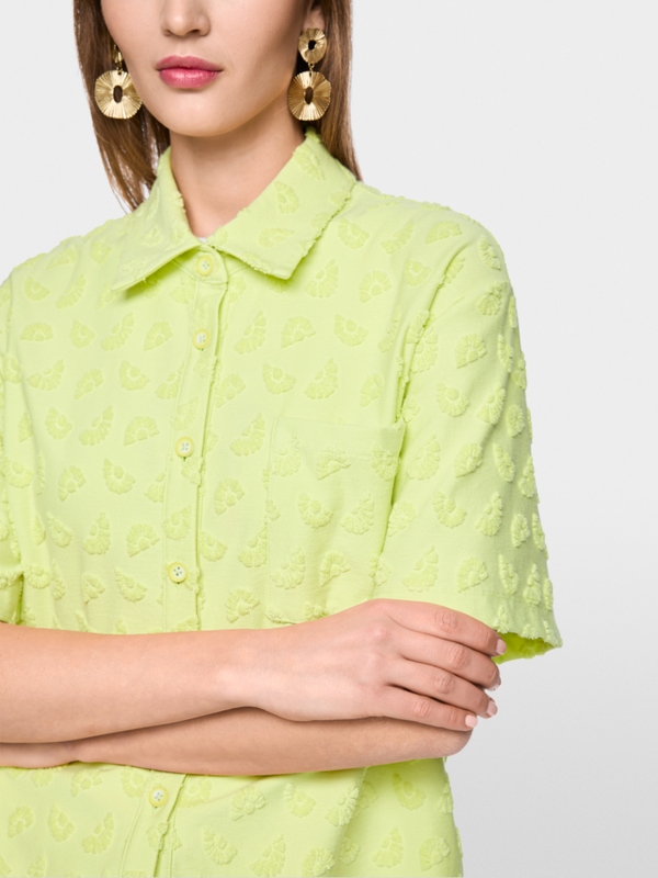 Short-sleeved towelling texture blouse