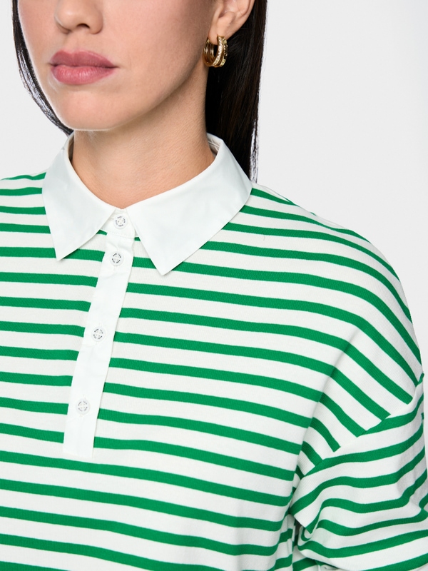 Striped polo shirt in stretch cotton