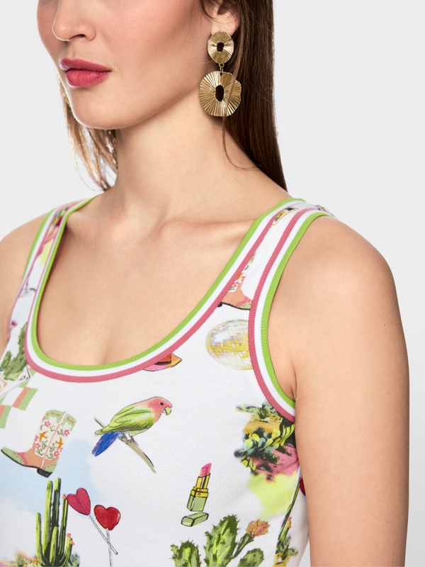 Ribbed top with print