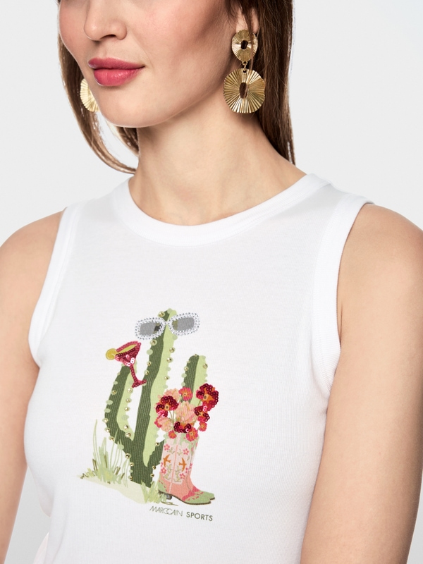 Ribbed top with cactus print