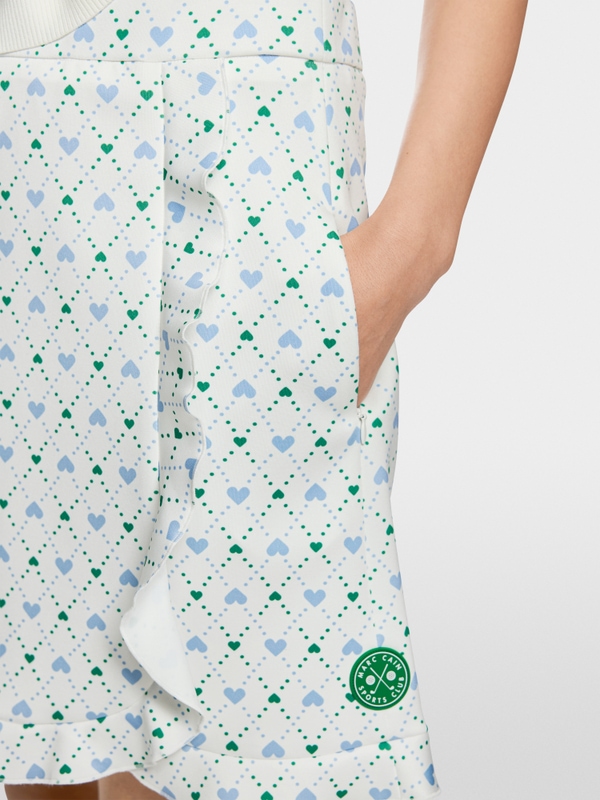 Heart print skirt in scuba jersey