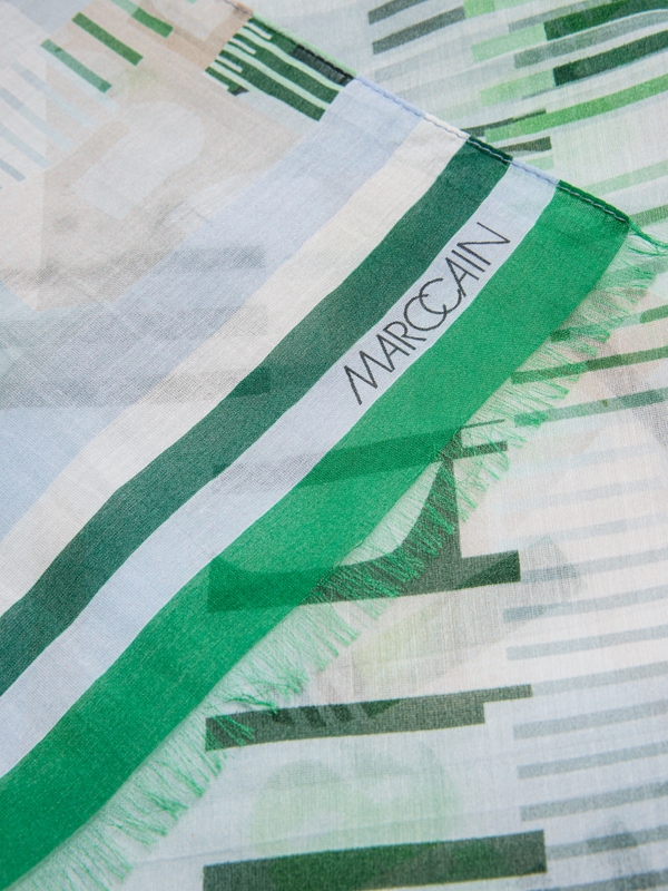 Multicoloured cotton scarf with silk