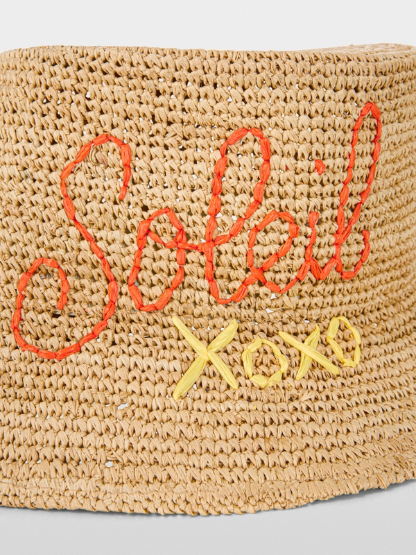 Raffia sun hat with embroidery
