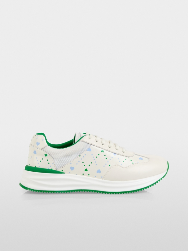 Leather mix trainers with heart print