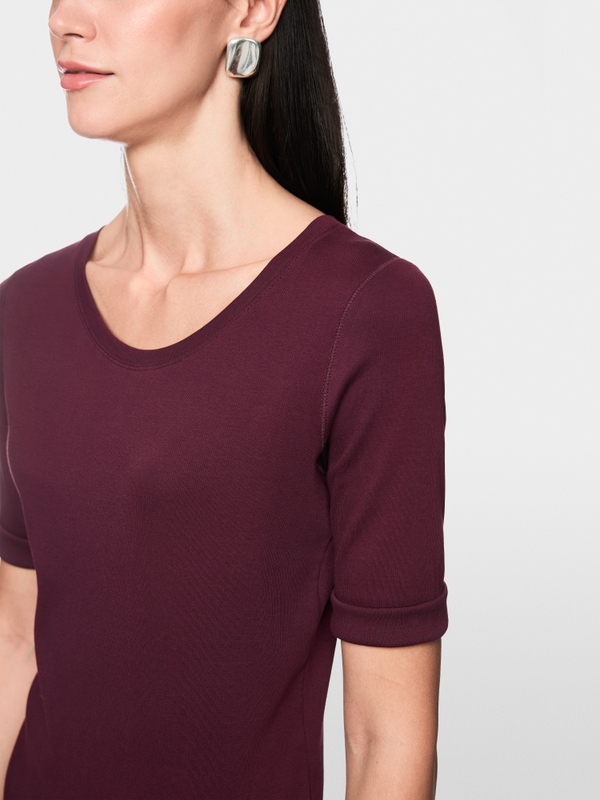 Stretch cotton shirt with half sleeves