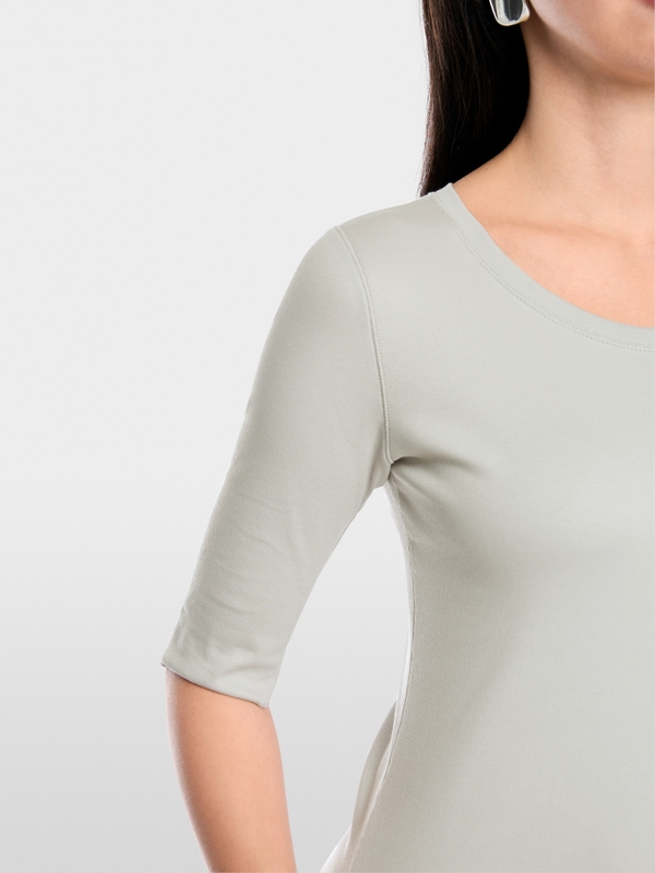 Stretch cotton shirt with half sleeves