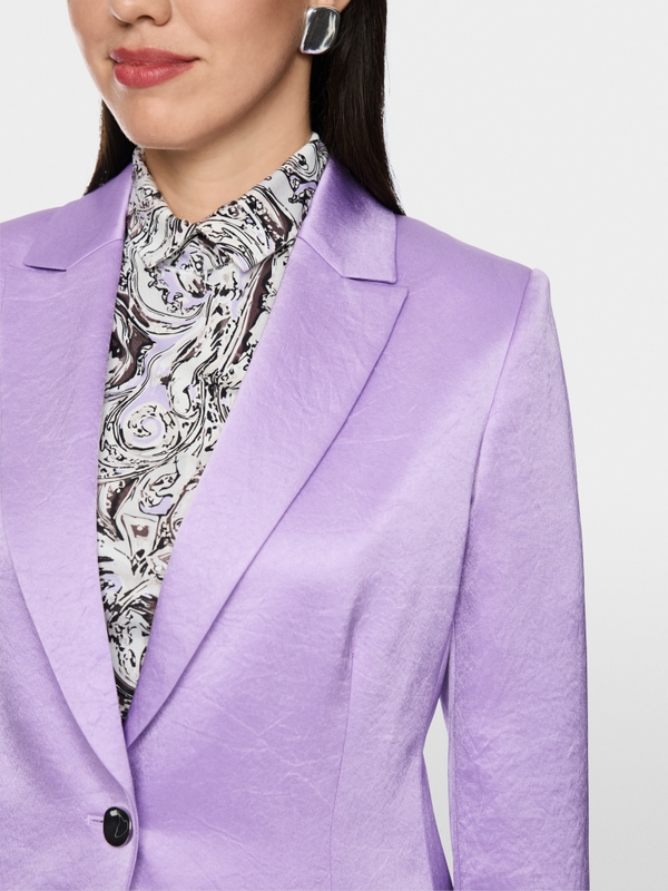 Satin blazer with silver button