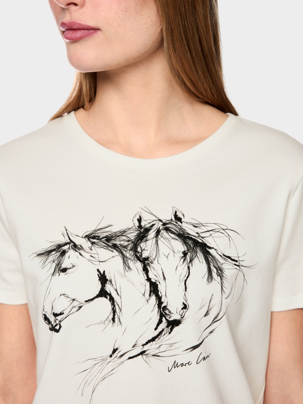 Cotton shirt with horse motif