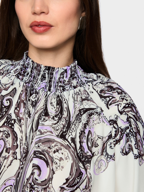 High-necked blouse with print