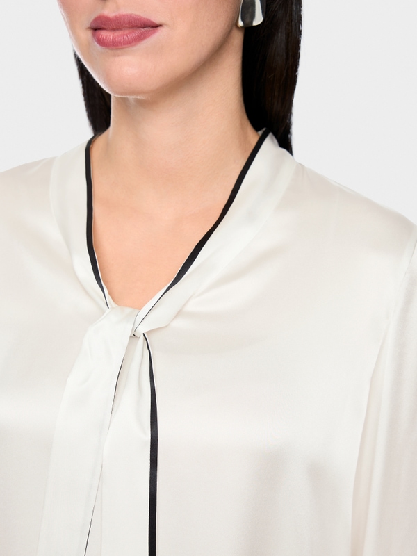 Silk-blend bow blouse