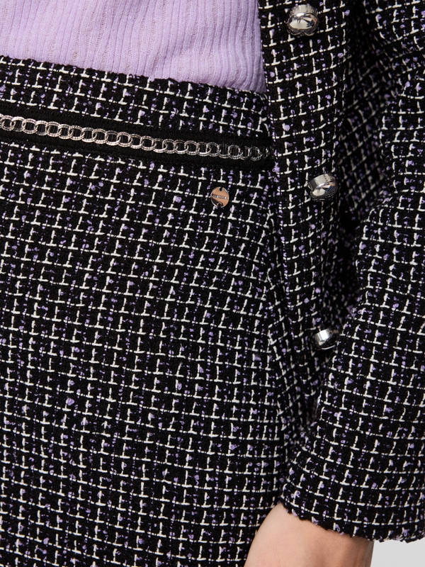 Tweed skirt with chain detail