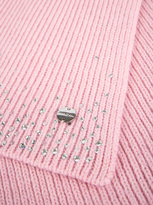 Fine-knit scarf with rhinestones