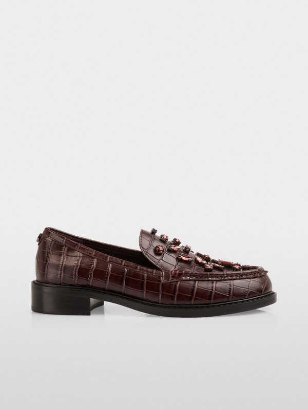 Mocassins effet croco avec cristaux