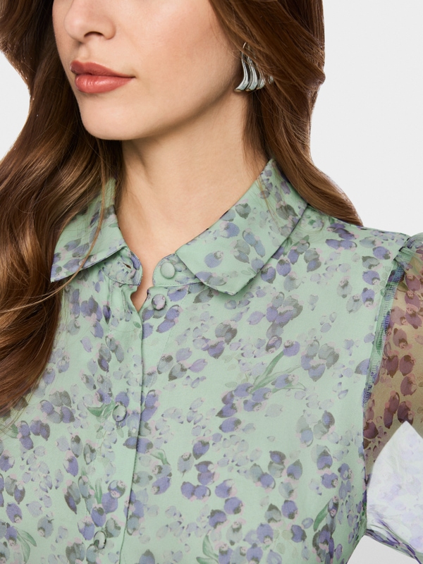 Airy silk dress with flounce
