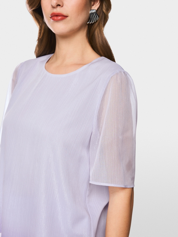 Shirt blouse with sheer sleeves