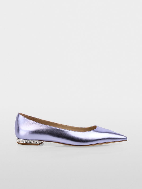 Metallic calfskin lace ballerina flats