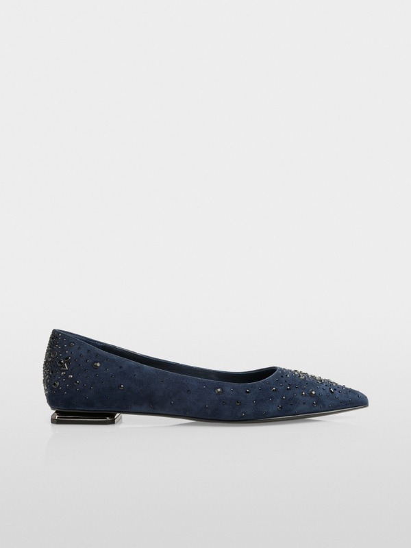 Suede ballerina flats with crystals