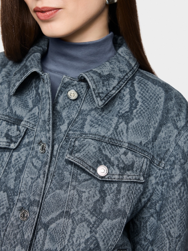 Denim jacket with animal print