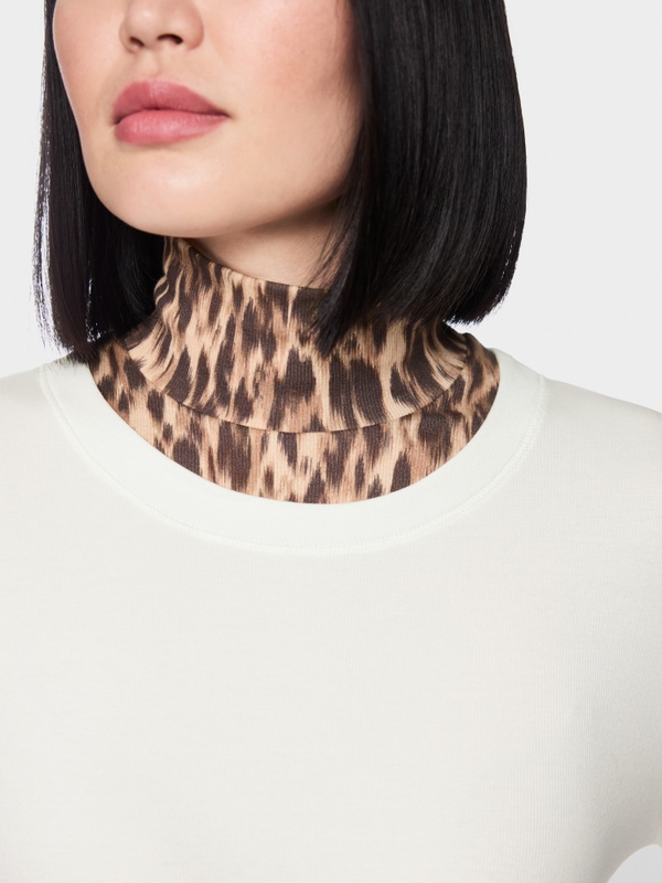Long-sleeve top with leo-print roll neck